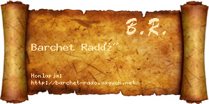 Barchet Radó névjegykártya